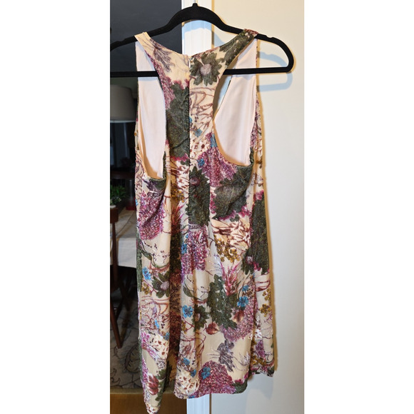 Lavender Brown Purple Floral Velvet Burnout Dress Racerback Women’s L - Picture 2 of 6